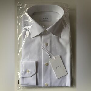 ETON Men's Textured Twill Contemporary Fit White Dress Shirt Size 41/16 (Large)